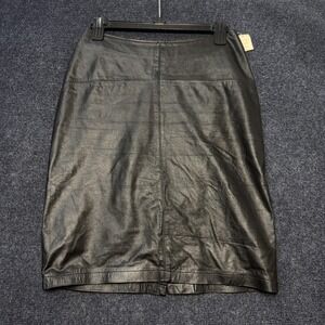 Vintage Limited Express Skirt Womens 7 Black Leather Pencil Knee Length Slit